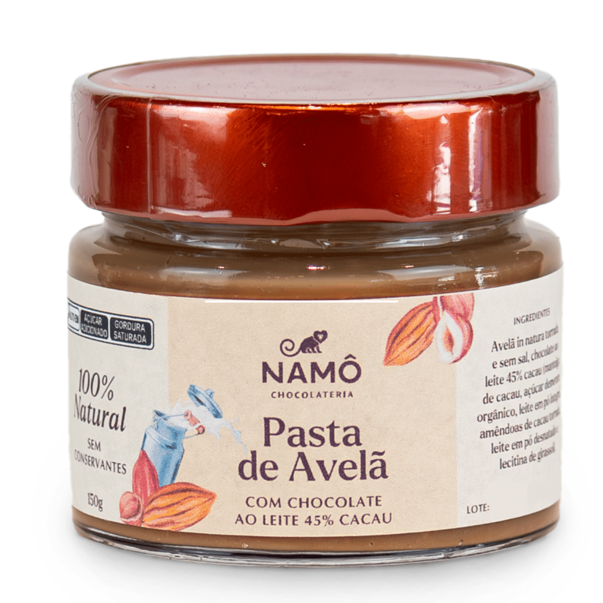 PASTA DE AVELÃ COM CHOCOLATE AO LEITE 45% - 150G