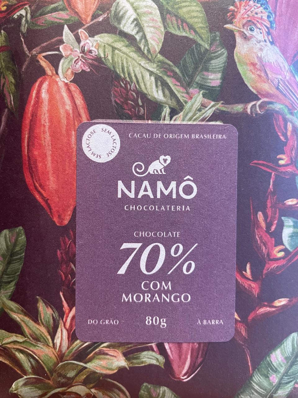 BARRA CHOCOLATE 70% CACAU COM MORANGO- 80G