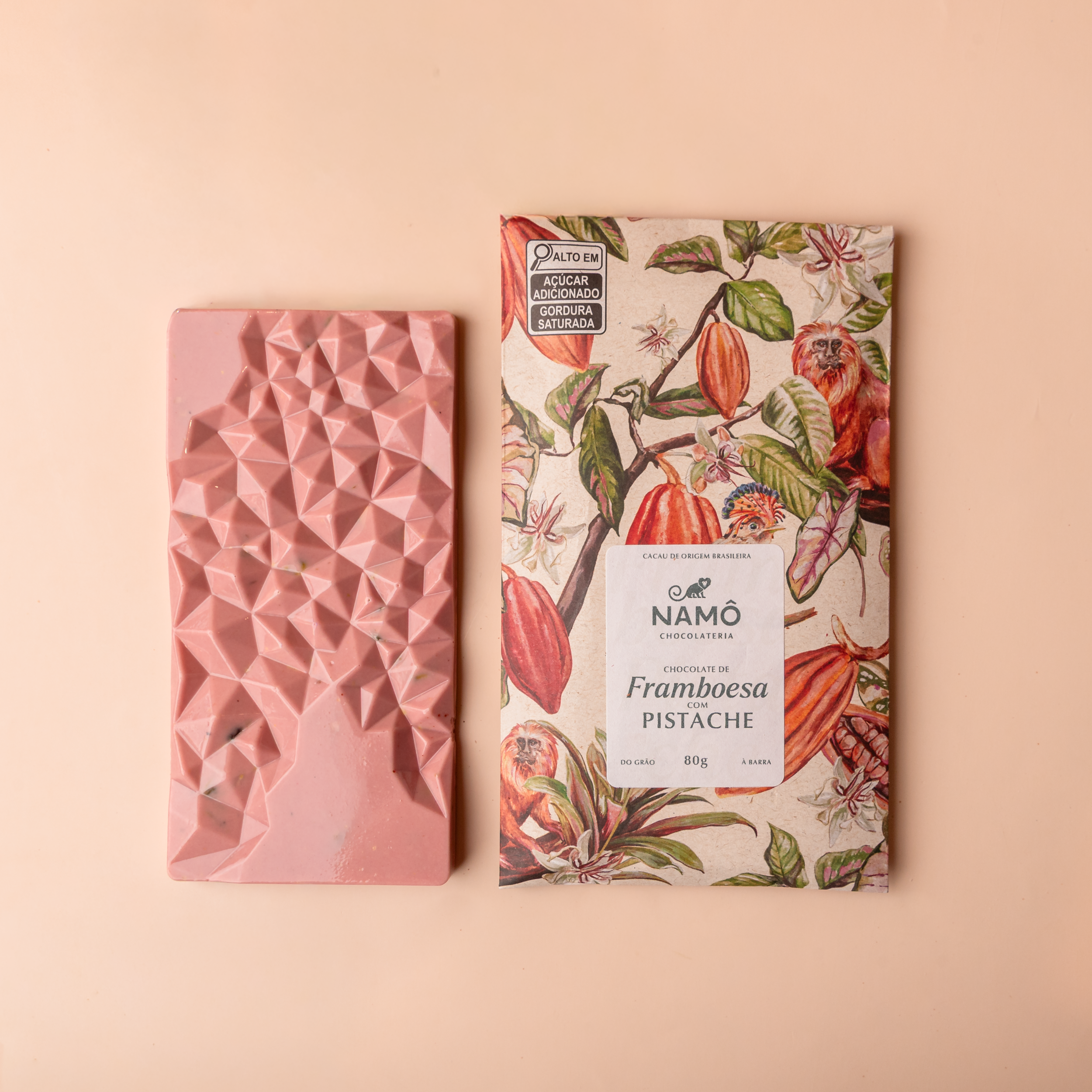BARRA CHOCOLATE BRANCO DE FRAMBOESA COM PISTACHE 80G